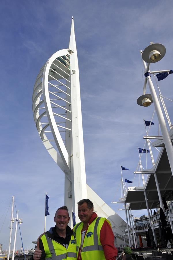 Danny Dwyer and Jason Sutton arrive at Gunwharf Quays at 6.30am this morning