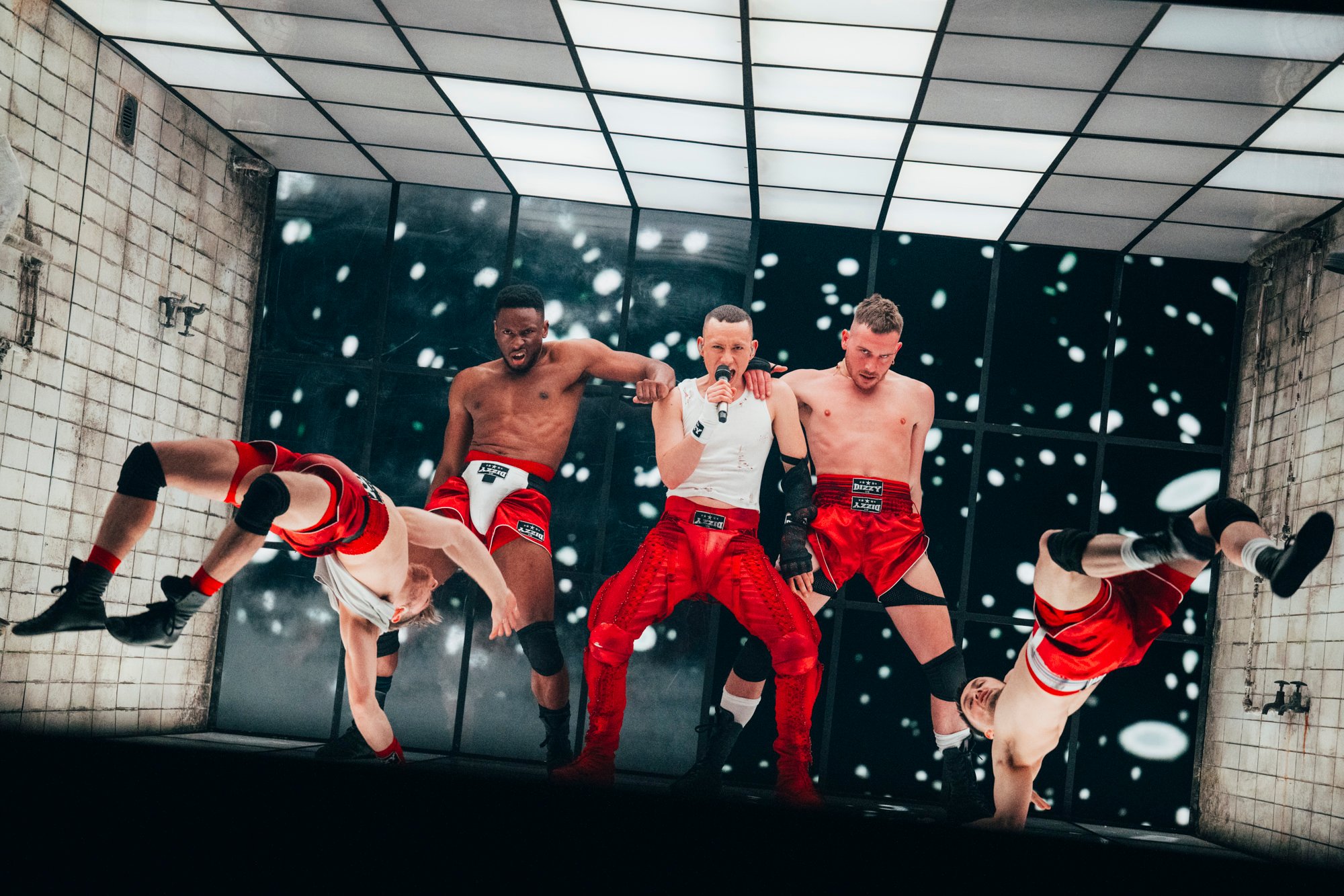 Bish Bash Bosh! Olly Alexander takes to the stage in Malmö for his first Eurovision rehearsal